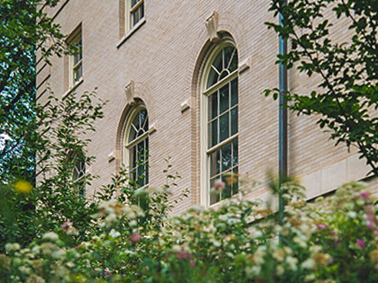 A photo of windows of an academic building on Penn State's University Park campus