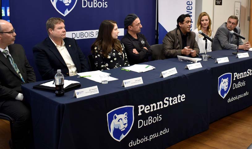 Dubois regional experts answer questions during a Penn State Dubois panel discussion about starting a business