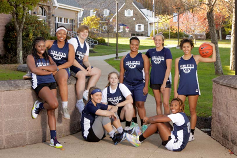 Penn State Wilkes-Barre women’s basketball team poses for a photo