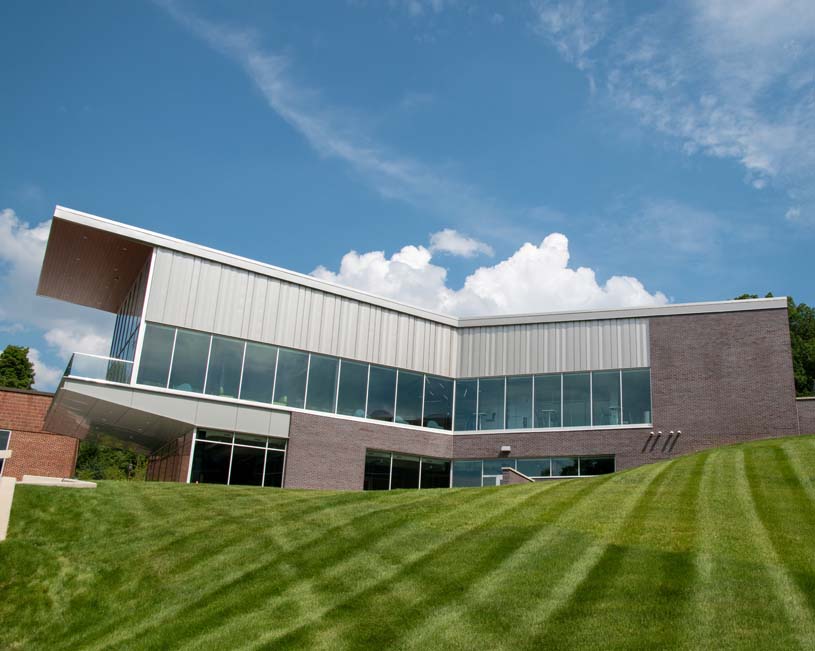 The Graham Center for Innovation and Collaboration on the hillside at Penn State York.