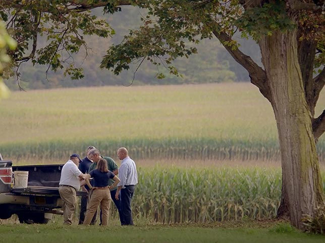 Penn State researchers meet at a Pennsylvania farm