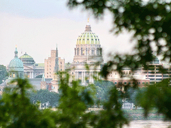 Harrisburg capitol building from afar