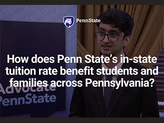 Because of state support, Penn State’s in-state tuition savings impact 45,000 students annually, making higher education possible for many Pennsylvanians. “In-state tuition is helping so many families all across Pennsylvania,” said Penn State Lehigh Valley student Kriday Sharma.